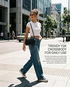 Shoulder Bag for Women Y2K Trendy Purse Vegan Leather Hobo